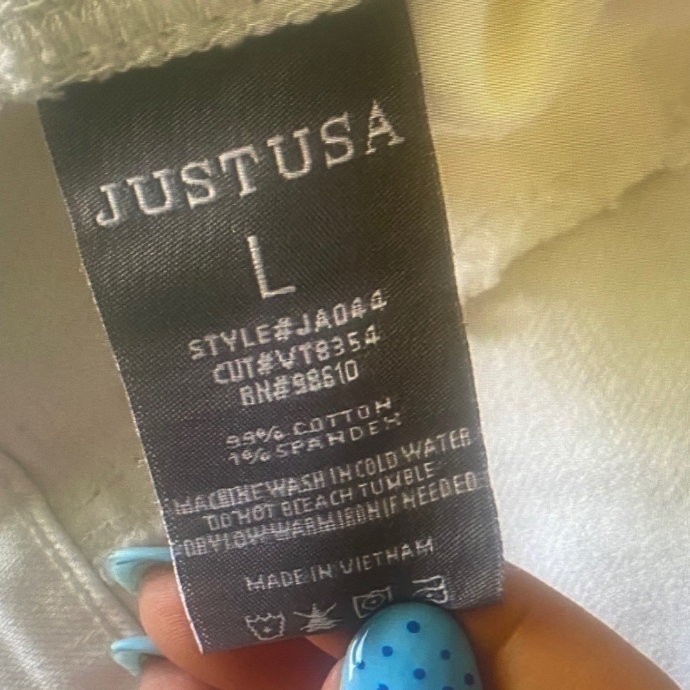 Just USA White Jean Jacket Silver Buttons - Picture 8 of 8